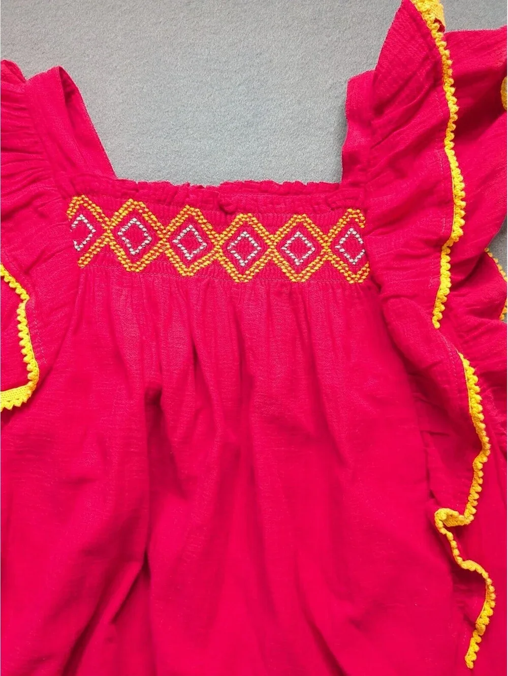 Polo Ralph Lauren Sundress Girls 10 Pink Flutter Sleeve Embroidered Gauze Boho